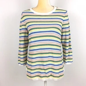Talbots Women's Size M Pullover Sweater Colorful Pastel Rainbow Striped Crewneck - Picture 1 of 8