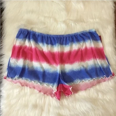 Women's SO Pink Blue Tie-Dye Pajama Shorts L - Image 1 of 4