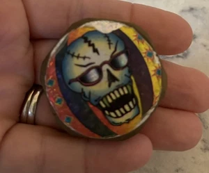 Vintage 1990s Brass Slammer Pogs Holographic Heavy Coin Skull - Bild 1 von 4