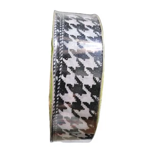 Sam's Club Wired 1.5" Glittery Black White Houndstooth Christmas Ribbon 50 yds - Picture 1 of 5