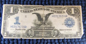 1899 Black Eagle $1 Silver Certificate - Fr. 227 - Signed Lyons-Treat - Picture 1 of 17