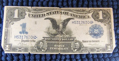 1899 Black Eagle $1 Silver Certificate - Fr. 227 - Signed Lyons-Treat - Image 1 of 4