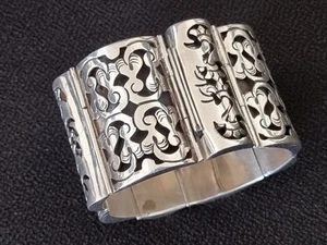 TPN MEXICO 925 STERLING SILVER PANEL BRACELET HEARTS & SWIRLS A JEWELLRY CLASSIC - Picture 1 of 9
