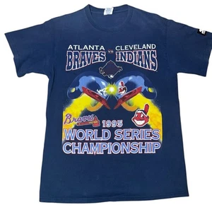 Vintage Starter Braves VS Cleveland Indians World Series MLB T-shirt 1995 med - Picture 1 of 7