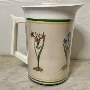 Vintage 1980s Thermo-Serv Floral Insulated Pitcher with Lid 55oz - Imagen 1 de 13
