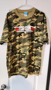 Vintage Top Gun Camouflage T-Shirt Large Maverick Grafikdruck offizielle Handelsware - Bild 1 von 5