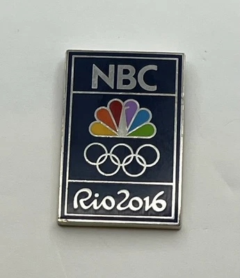 Emblema de broche patrocinador de mídia olímpica NBC Rip 2016 ~ Azul clássico com logotipo - Imagem 1 de 4