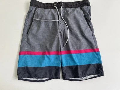 Roundtree & Yorke Swim Trunks Mens Gray Stripe Board Shorts Men's Size Medium - Image 1 of 4