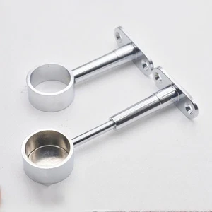Sleek Round Chrome Centre Support Bracket for 25mm For Wardrobe Rail Rod Socket - Picture 1 of 48