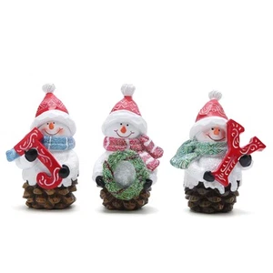 3 Pieces Handmade Snowman Figurines - Xmas Snowman Decorations for Christmas ... - Picture 1 of 7
