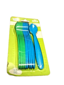 Angel Of Mine 12pc Infant Utensils Flatware 5.5" Blue+ Green Spoons BPA Free 346 - Picture 1 of 3