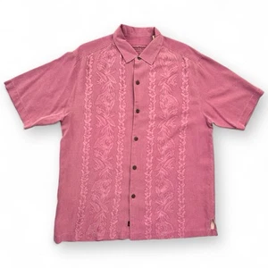 Tommy Bahama Original Fit Kurzarm Seidenhemd Herren Large rötlich geblümt - Bild 1 von 11