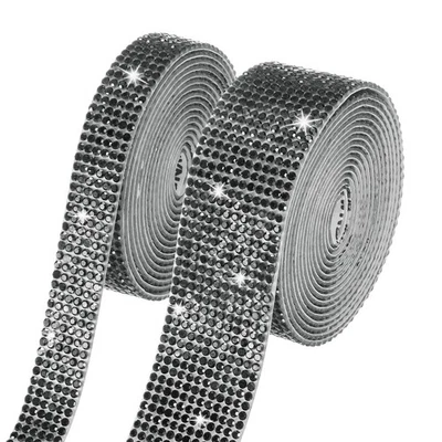 2-Roll Crystal Rhinestone Ribbon,0.5/1.1 Inch x 2 Yards for DIY [Black] Foto 1 de 4