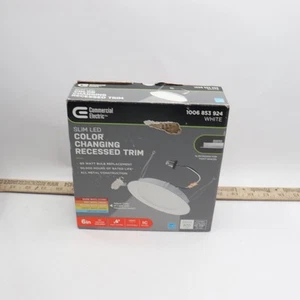 Commercial Electric LED Retrofit Ultra-Slim Recessed Light Trim White 6" - Picture 1 of 4