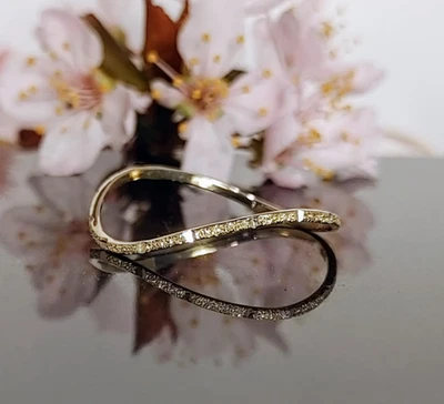 10k/14k Gold Stardust Thumb Ring, Gold Wave Ring, Gold Midi Ring, Gold Jewelry - Image 1 of 3