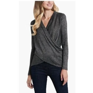 1.State Top da donna scintillante accogliente incrociato davanti in ricco nero Xsmall $59 - Foto 1 di 4