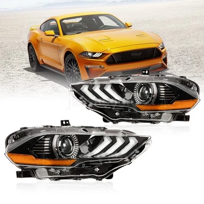 Full LED Projector DRL Headlamp Headlights Pair For 2018 2019 2020 Ford Mustang Foto 1 de 4