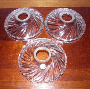 Set of 3, Vintage, crystal glass, twisted, table lamp/candelabra bases.  Germany - Picture 1 of 11