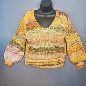 Lou & Grey LOFT Spiced Chinky Knit V-Neck Sweater Ombre XS Oversized Women's - Bild 1 von 10