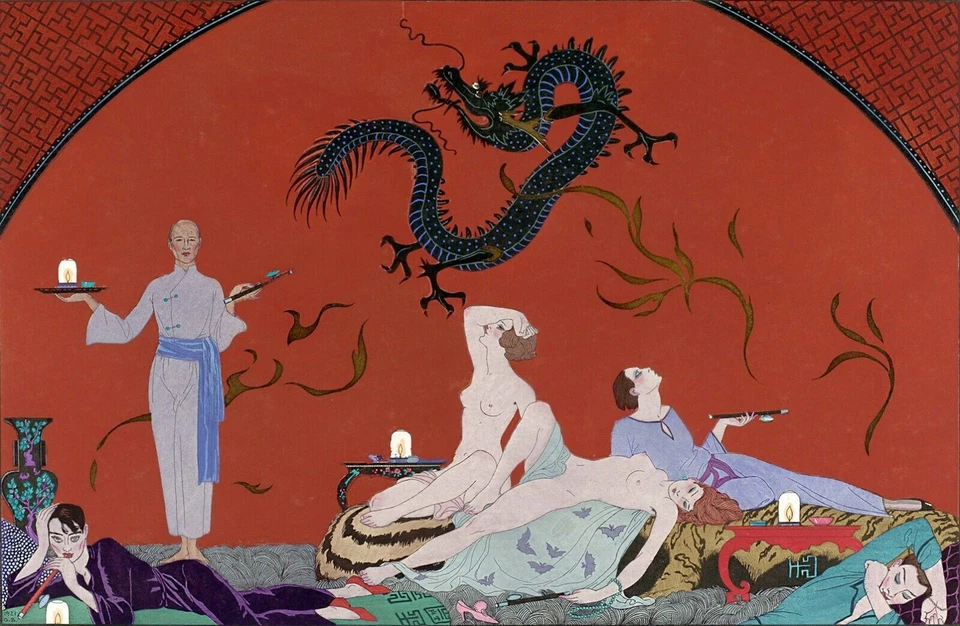 GEORGE BARBIER AT THE MERCHANT OF PASONT ILLUSTRATION GICLEE PRINT FINE CANVAS - Image 1 of 1