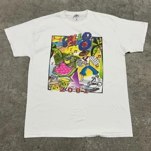 Vintage Calle Ocho Festival Miami White T Shirt Adult XL X-Large Colorful Art - Picture 1 of 9