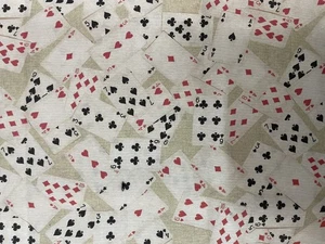 Playing Cards Printed Panama Weave Linen Fabric Curtains Upholstery Casino Cards - Picture 1 of 4