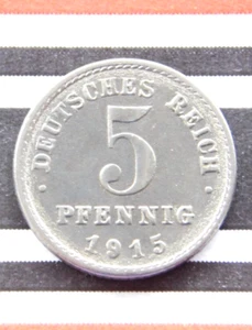 GERMAN Coin 5 PFENNIG 1915 J Iron Deutsches Reich EMPIRE WW1 + RARE Uncirculated - Picture 1 of 4