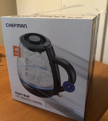 Chefman 1.7L Fast-Boil Glass Electric Kettle with LED Light NIB - Image 1 of 4
