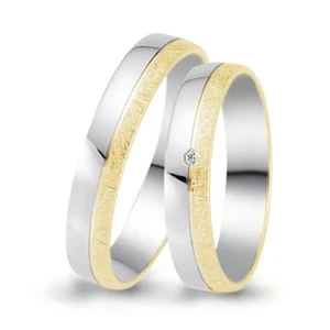 Trauringe Gold 333 Weiss Gelbgold 0,005 ct Brillant Eheringe inkl. Gravur + Etui - Bild 1 von 4