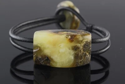 正品 BALTIC AMBER 天然皮革 UNISEX 男式表带手链 16.8 克 191203-6 — 第 1/4 张图片