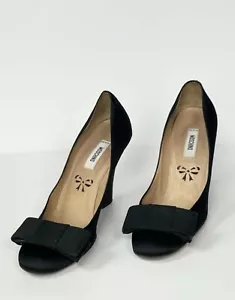 MOSCHINO schwarze Keilabsatz High Heels Satin mit Schleife UK7 EUR39 *WUNDERSCHÖN* - Bild 1 von 8