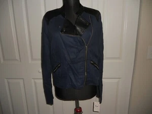 GIACCA MOTO FREE PEOPLE LINO E VEGAN MANICHE LUNGHE NUOVA CON ETICHETTE TAGLIE 6 E 12 - Foto 1 di 23