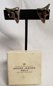 Pendientes vintage Estate Georg Jensen con clip de ley esterlina #119 acoplamiento de henna con caja - Imagen 1 de 9