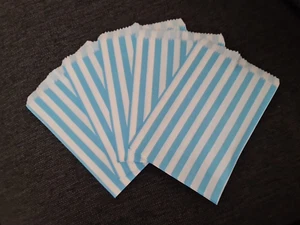100 blue and white candy stripe paper bag Sweet Bags, Gift Bags, Favours Present - Picture 1 of 4
