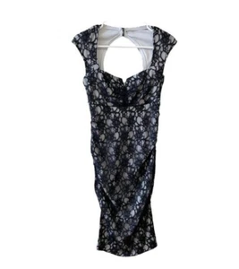 Joseph Ribkoff Black Lace Bodycon Dress Cocktail Party Womens 0 - Picture 1 of 4