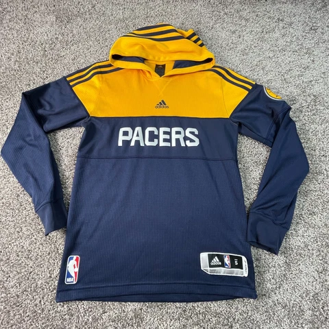 Indiana Pacers Sweater Adult Small Blue Yellow Hooded Sweatshirt Basketball Mens Cover