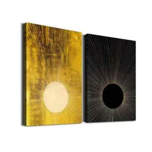 2-Piece Set, Abstract Sun & Moon Wall Art Canvas Unframed - Picture 1 of 6