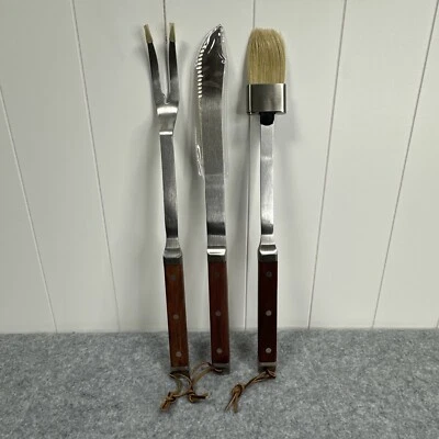 Williams-Sonoma Juego de herramientas de parrilla de 3 piezas mango de palo de rosa de acero inoxidable Foto 1 de 4