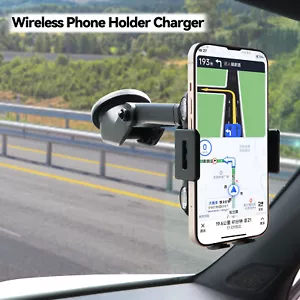 10W Qi Wireless Fast Charger Phone Mount Holder for iPhone 14 Pro MAX 360° Car - Picture 1 of 13