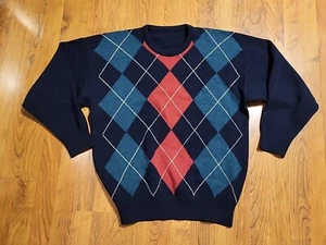 Vtg. 100% Lambswool Argyle Sweater Made In Great Britain Size 42 Mens Large EUC - Picture 1 of 7