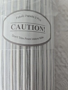 Curtains Panels (2) 23" x 98" White/gray/silver/touch Of Light Blue  Unbranded - Picture 1 of 4