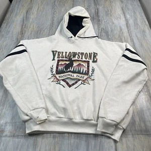Vintage Yellowstone National Park Hoodie Men’s Size 2XL White 90s - Picture 1 of 5