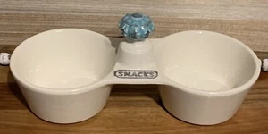 THL Farmhouse French Country w/ Blue Knob SNACKS Dish White Ceramic RARE HTF - Picture 1 of 2