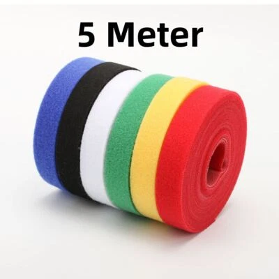 5 Meter Hook and Loop Ties Double Sided Straps Strapping  Cable Tie 6-Colors - Image 1 of 4