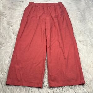 Old Navy Women's L Red High Rise Wide Leg Pants Linen Blend