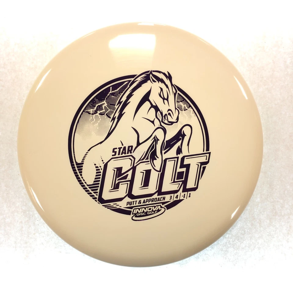 DISC GOLF INNOVA STAR COLT STRAIGHT PUTT & APPROACH 173-5g WHITE W/ PURPLE FOIL - Image 1 of 1