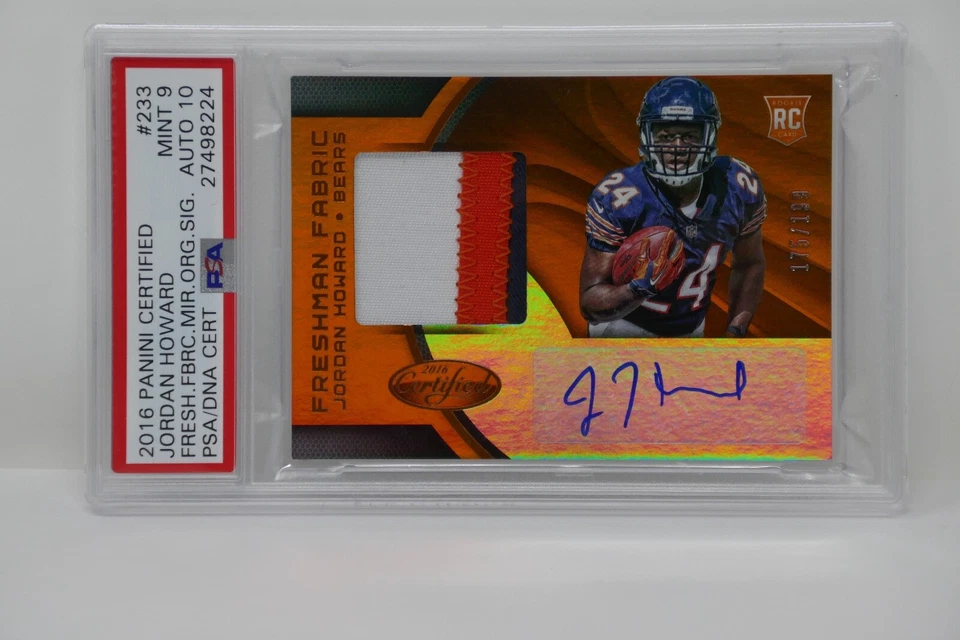 2016 Panini Certified #233 Jordan Howard Freshman Fabric Signatures/199 🔥PSA 9 - Image 1 of 4