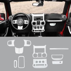10x Kit de molduras de tablero delantero interior completo para Jeep Wrangler JK 2011-18 blanco EE. UU. - Imagen 1 de 10