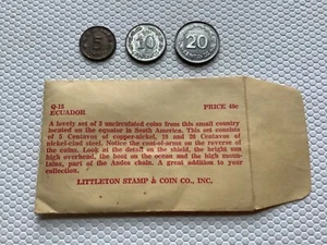 Juego de monedas ECUADOR de tres centavos 5, 10, 20 sin circular 1946 1964 1966 - Imagen 1 de 2