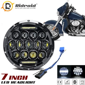 DOT 7" inch Motorcycle Headlight Round LED Projector For Harley Cafe Racer - Picture 1 of 12